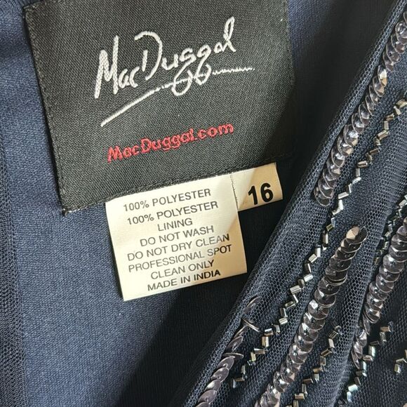 Mac Duggal embellished wrap gown with front slit in midnight size 16 dress - Picture 8 of 15